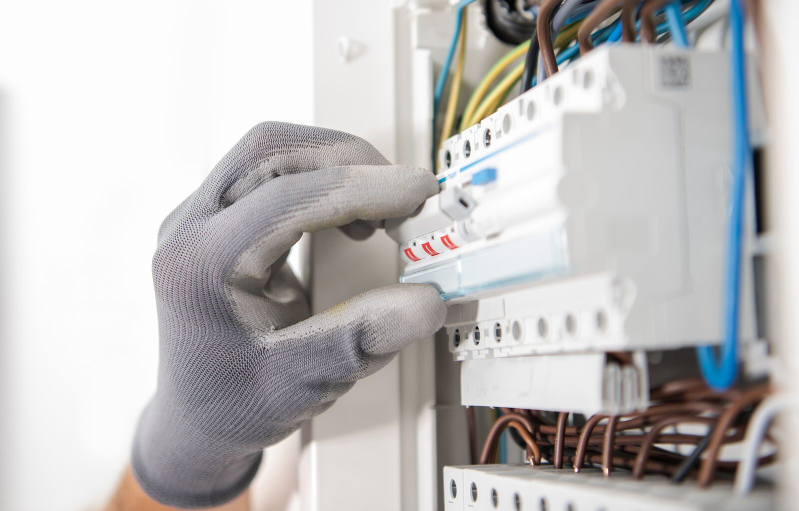 Circuit breakers in a distribution board being upgraded at a Roodepoort home